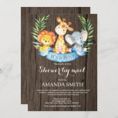 Rustic Safari Jungle Boy Baby Dusche by Mail Einladung (Vorne/Hinten)