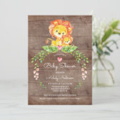 Rustic Safari Jungle Lion Baby Dusche Einladung (Stehend Vorderseite)