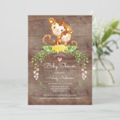 Rustic Safari Jungle Monkey Baby Dusche Einladung (Stehend Vorderseite)