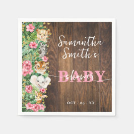 Rustic Safari Pink Baby Shower Party Decor Serviette