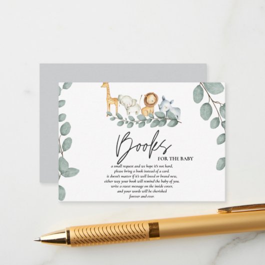 Rustic Safari Wild Animals Books for Baby Library Begleitkarte (Vorderseite/Rückseite Beispiel)