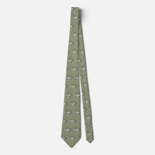 Rustic Sage Blumenhochzeit Neck Tie Krawatte (Vorderseite)