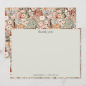 Rustic Sage Botanical Couples Shower Custom Names Dankeskarte (Vorne/Hinten)