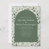 Rustic Sage Green Botanical Arch Photo Wedding Einladung (Vorderseite)