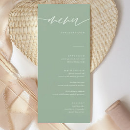 Rustic Sage Green Calligraphy Wedding Menu Cards Menükarte