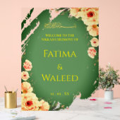 Rustic Sage Green Floral Muslim Nikah Welcome Sign Acrylschild (Hochzeit)