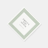 Rustic Sage Green Gingham Baby Dusche Serviette (Ecke)