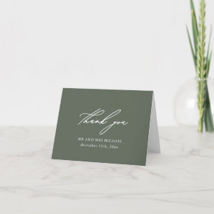 Rustic Sage Green mit Dankeschön Script Wedding Dankeskarte