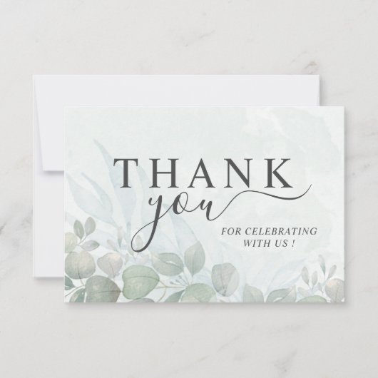 Rustic Sage Green Thank You Eucalyptus Wedding Dankeskarte (Vorderseite)