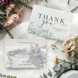 Rustic Sage Green Thank You Eucalyptus Wedding Dankeskarte