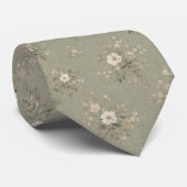 Rustic Sage Green Vintage Floral  Krawatte (Gerollt)