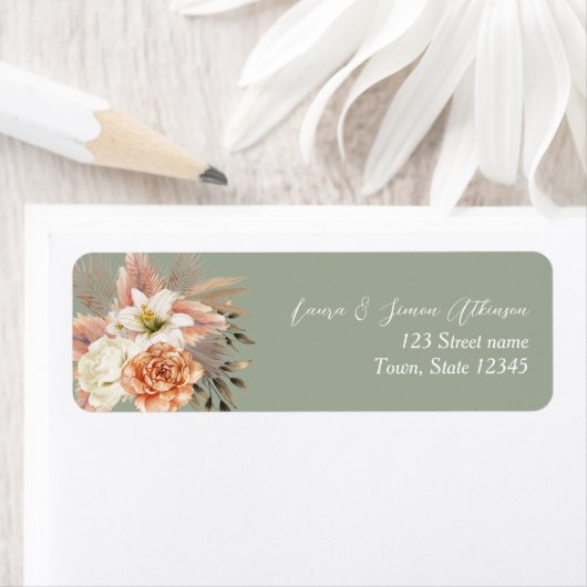 Rustic Sage Green Wedding Address Label (Insitu)