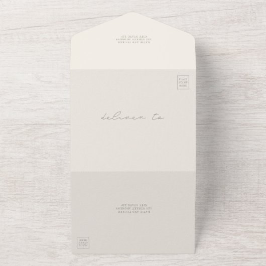 Rustic Sage Green Wedding RSVP All In One Einladung (Außenbereich)