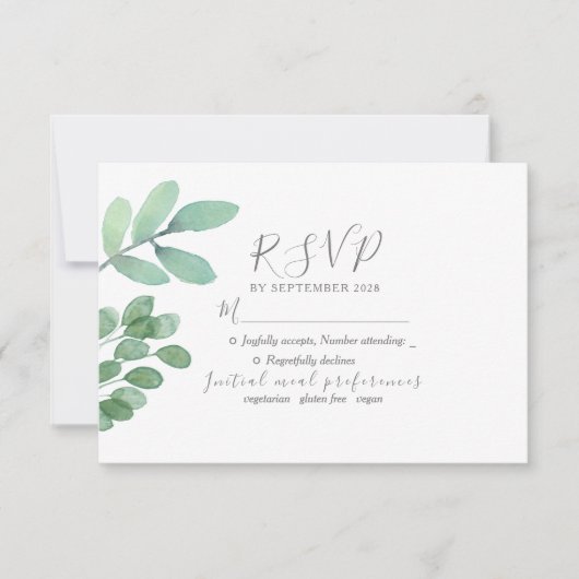 Rustic Sage Green Wedding RSVP Card (Vorderseite)