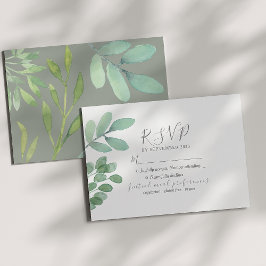 Rustic Sage Green Wedding RSVP Card Karte
