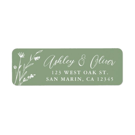 Rustic Sage Green Wildblume Wedding Address (Vorne)