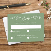 Rustic Sage Green Wildblume Wedding RSVP Card Einladung
