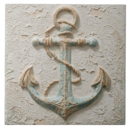 Rustic Sand and Aqua Coastal Anchor Fliese