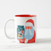 Rustic Santa Claus Mason Jar Town Zweifarbige Tasse (Links)