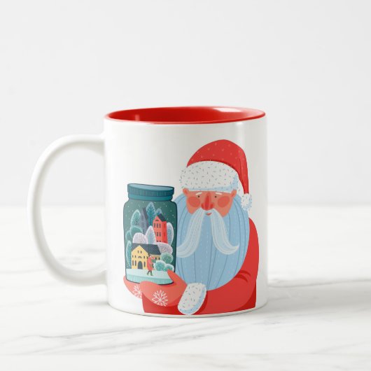 Rustic Santa Claus Mason Jar Town Zweifarbige Tasse (Links)