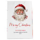 Rustic Santa Claus Traditional Red Green Gift Bag Mittlere Geschenktüte (Vorderseite)