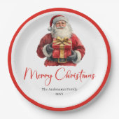 Rustic Santa Claus Vintage Christmas Party Plates Pappteller (Vorderseite)