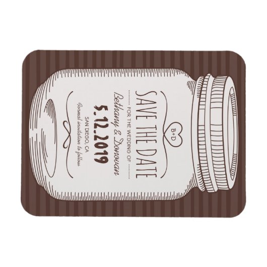 Rustic Save the Date Magnet Country Mason Jar (Horizontal)