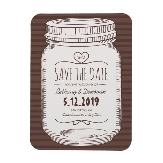 Rustic Save the Date Magnet Country Mason Jar (Vertikal)