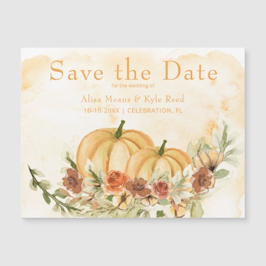 Rustic Save the Date Pumpkin Wedding Magnet (Vorderseite)