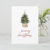 Rustic Scandi Christmas Tree Family Holiday Card Einladung (Stehend Vorderseite)