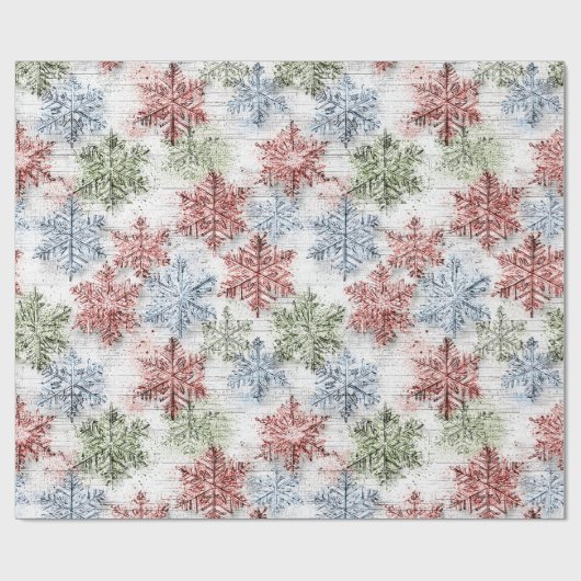 Rustic Scandinavian Snowflake Geschenkpapier (Flach)