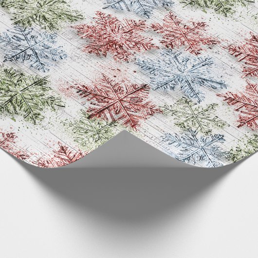 Rustic Scandinavian Snowflake Geschenkpapier (Ecke)