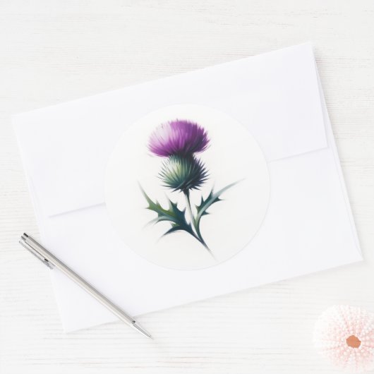 Rustic Scottish Thistle Round Stickers (Umschlag)