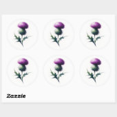 Rustic Scottish Thistle Round Stickers (Blatt)