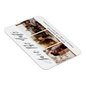 Rustic Script Drei Fotos Save-the-Date-Karte Magnet (Rechte Seite)