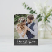 Rustic Script Hochzeit Vertikal Danke II Postkarte (Stehend Vorderseite)
