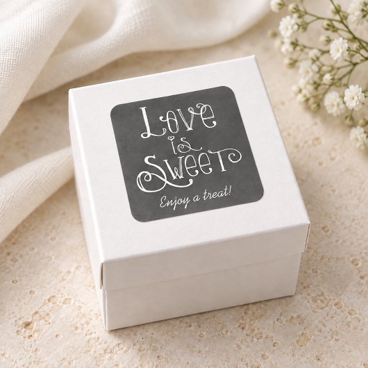 Rustic Script Love is Sweet-Schultafel Quadratischer Aufkleber