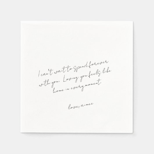 Rustic Script Love Note Modern Wedding Serviette (Vorderseite)