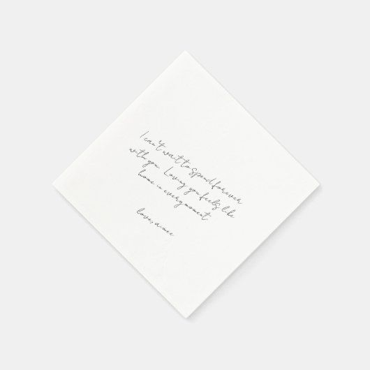 Rustic Script Love Note Modern Wedding Serviette (Ecke)