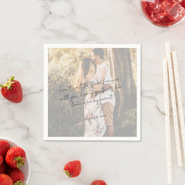 Rustic Script Love Note Photo Modern Wedding Serviette