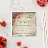 Rustic Script Red Floral Fun Facts Wedding  Serviette (Beispiel)
