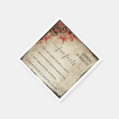 Rustic Script Red Floral Fun Facts Wedding  Serviette (Ecke)