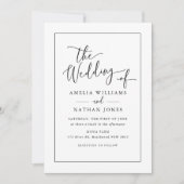 Rustic Script Schwarz Weiß Hochzeit Einladung (Vorderseite)
