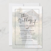 Rustic Script Weiß Schwarz Foto Hochzeit   Einladung (Vorderseite)
