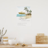 Rustic Seascape Beach Cruise Palm Wedding Willkomm Poster (Küche)