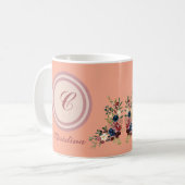 Rustic Season Florals Custom Monogram Kaffeetasse (Vorderseite Links)