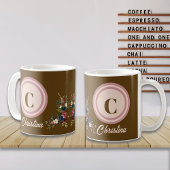 Rustic Season Florals Custom Monogram Kaffeetasse