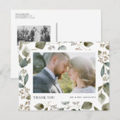 Rustic Seded Eucalyptus Foto Wedding Vielen Dank Postkarte (Vorne/Hinten)