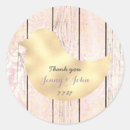 Rustic Shabby Lavender Gold Rose Hochzeit Danke Runder Aufkleber