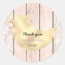 Rustic Shabby Pink Gold Rose Hochzeit Vielen Dank Runder Aufkleber